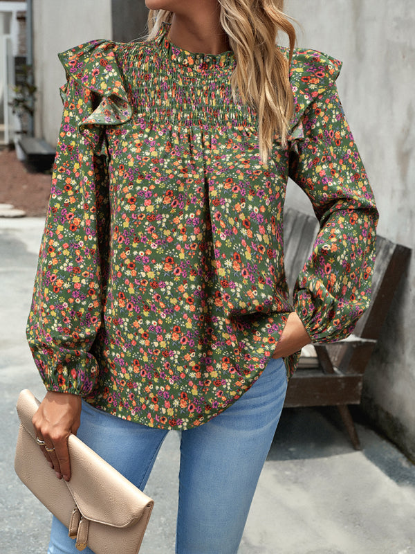 Blusa de manga larga con estampado floral y feminidad para uso diario 