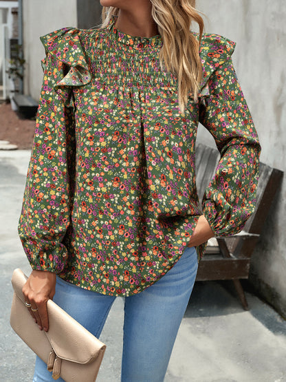 Blusa de manga larga con estampado floral y feminidad para uso diario 