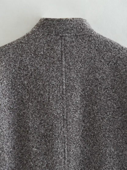 Chaqueta informal holgada estilo urbano Y2K con cuello alto y botones ocultos 