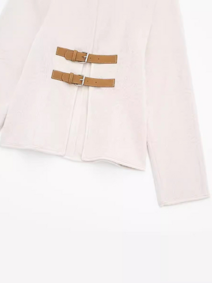 Nueva chaqueta informal suave de manga larga con tirantes. 