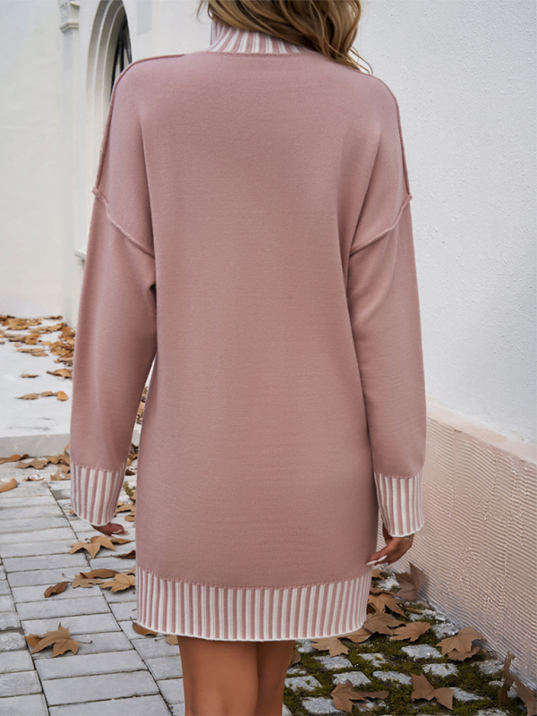 Vestido suéter con paneles de colores en contraste 