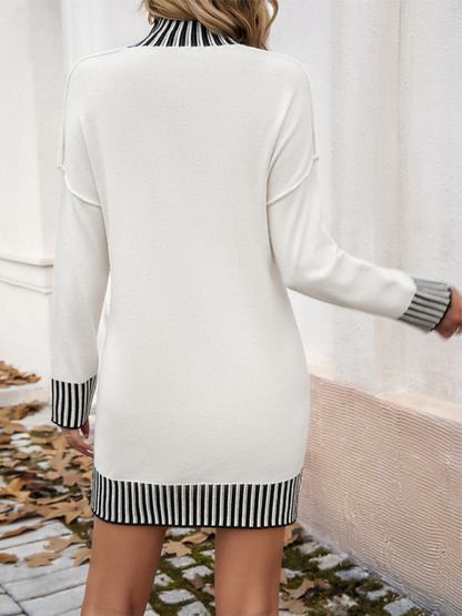 Vestido suéter con paneles de colores en contraste 