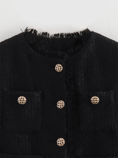 Chaqueta flameada con botones dorados 