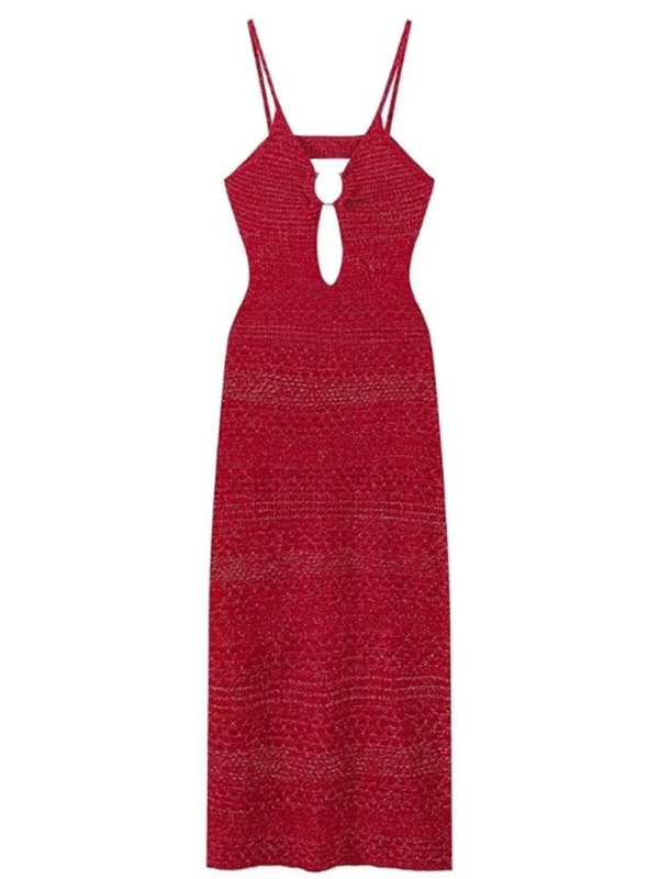 Vestido de tirantes de lana con adornos metálicos 