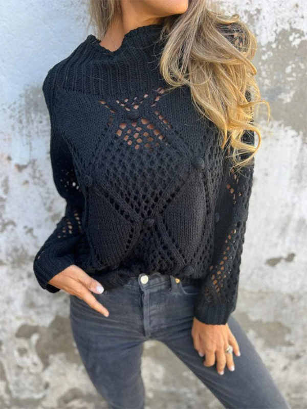 Nuevo suéter informal holgado de esqueleto con cuello redondo de punto 