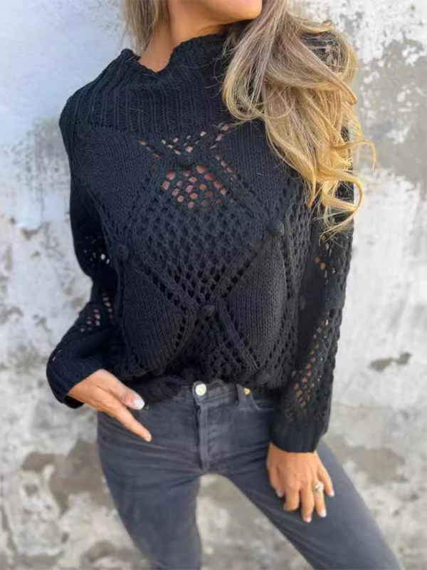 Nuevo suéter informal holgado de esqueleto con cuello redondo de punto 