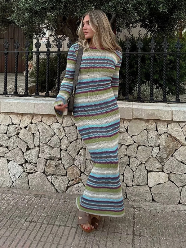 Vestido de punto a rayas 
