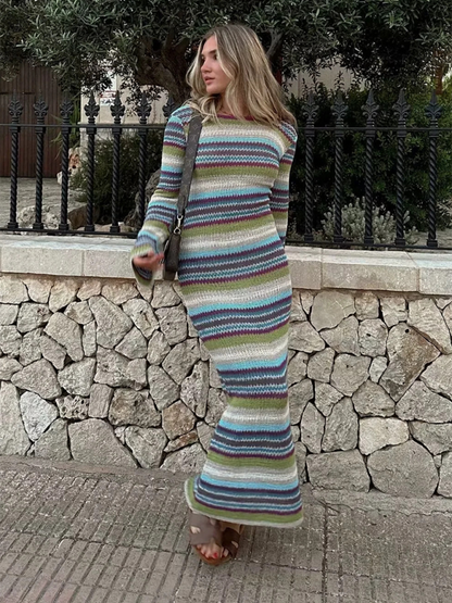 Vestido de punto a rayas 