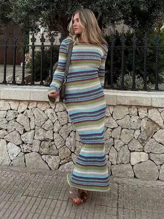 Vestido de punto a rayas 