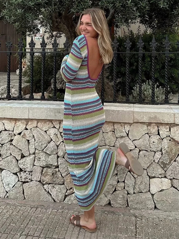 Vestido de punto a rayas 
