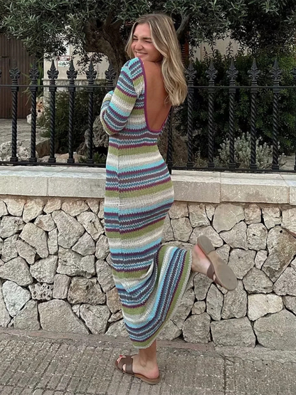 Vestido de punto a rayas 