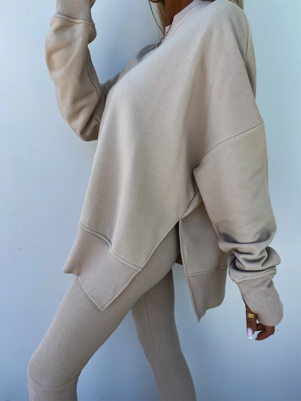 Conjunto de dos piezas de suéter holgado con pantalones ajustados casuales de nuevo estilo 