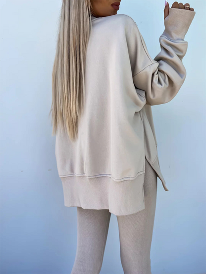 Conjunto de dos piezas de suéter holgado con pantalones ajustados casuales de nuevo estilo 