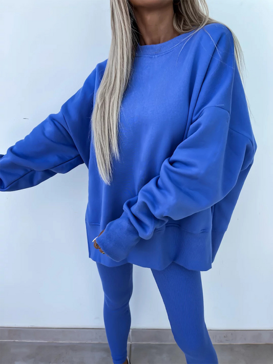 Conjunto de dos piezas de suéter holgado con pantalones ajustados casuales de nuevo estilo 