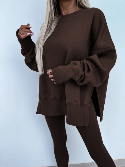 Conjunto de dos piezas de suéter holgado con pantalones ajustados casuales de nuevo estilo 