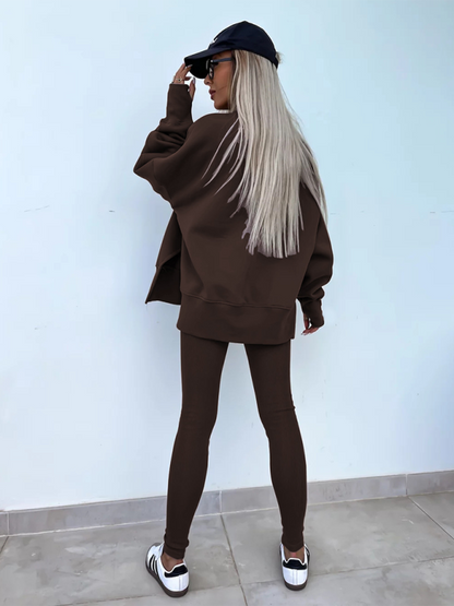 Conjunto de dos piezas de suéter holgado con pantalones ajustados casuales de nuevo estilo 