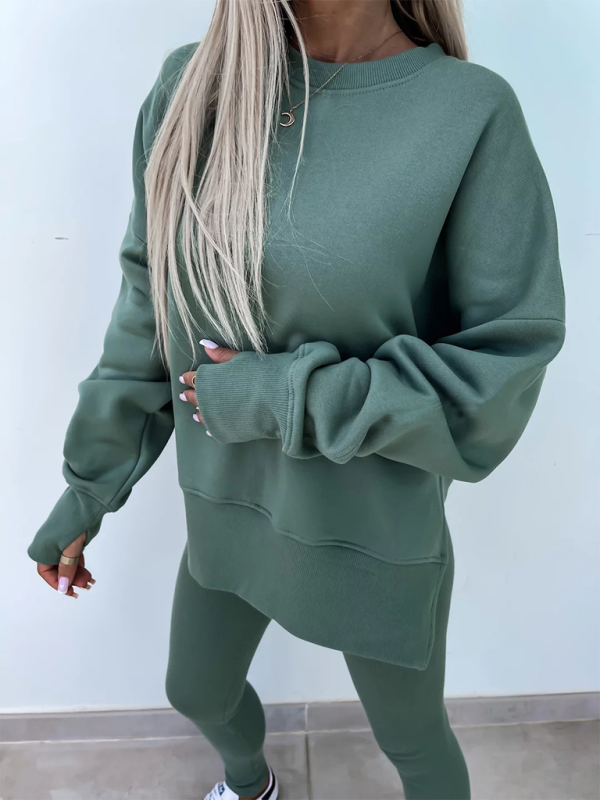 Conjunto de dos piezas de suéter holgado con pantalones ajustados casuales de nuevo estilo 