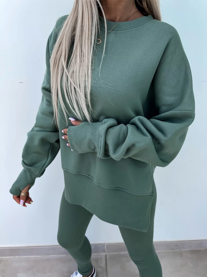 Conjunto de dos piezas de suéter holgado con pantalones ajustados casuales de nuevo estilo 