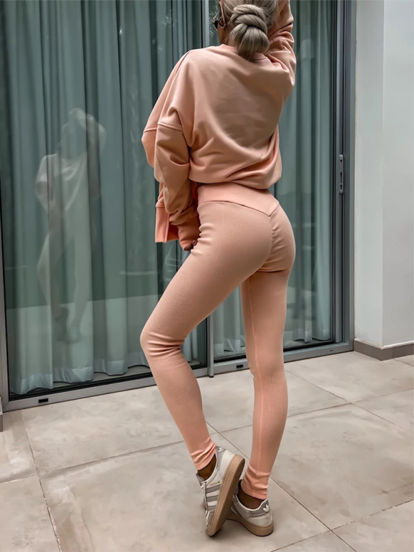 Conjunto de dos piezas de suéter holgado con pantalones ajustados casuales de nuevo estilo 