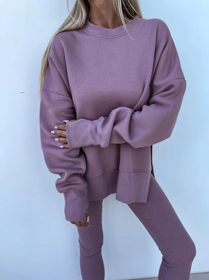 Conjunto de dos piezas de suéter holgado con pantalones ajustados casuales de nuevo estilo 