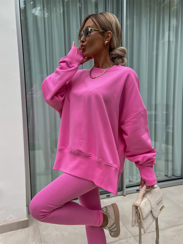 Conjunto de dos piezas de suéter holgado con pantalones ajustados casuales de nuevo estilo 