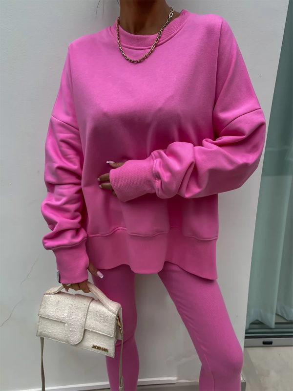 Conjunto de dos piezas de suéter holgado con pantalones ajustados casuales de nuevo estilo 