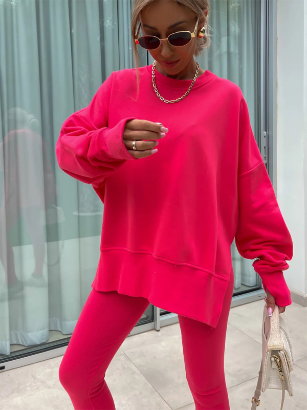 Conjunto de dos piezas de suéter holgado con pantalones ajustados casuales de nuevo estilo 