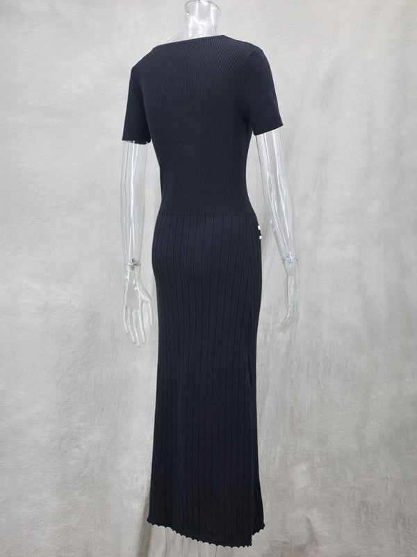 Vestido nuevo de manga corta con cuello en V para mujer 