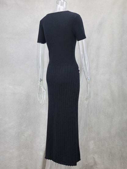 Vestido nuevo de manga corta con cuello en V para mujer 