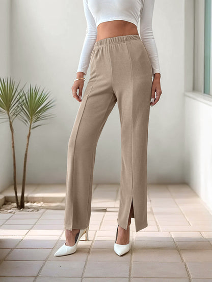 Nuevo pantalón recto dividido en color liso 