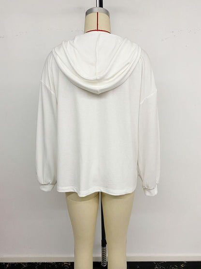 New lace patchwork hooded thin sweatshirt